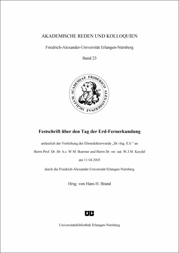 Titelbild Festschrift über den Tag der Erd-Fernerkundung
