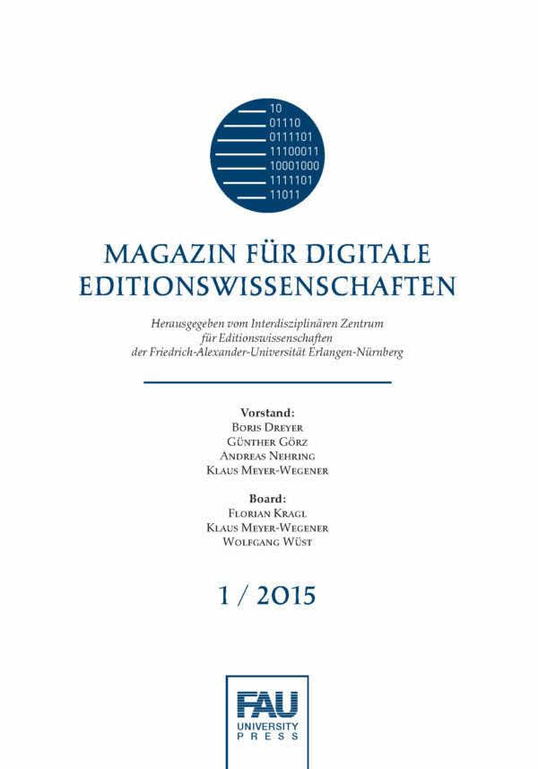 Magazin für digitale Editionswissenschaften Band 1